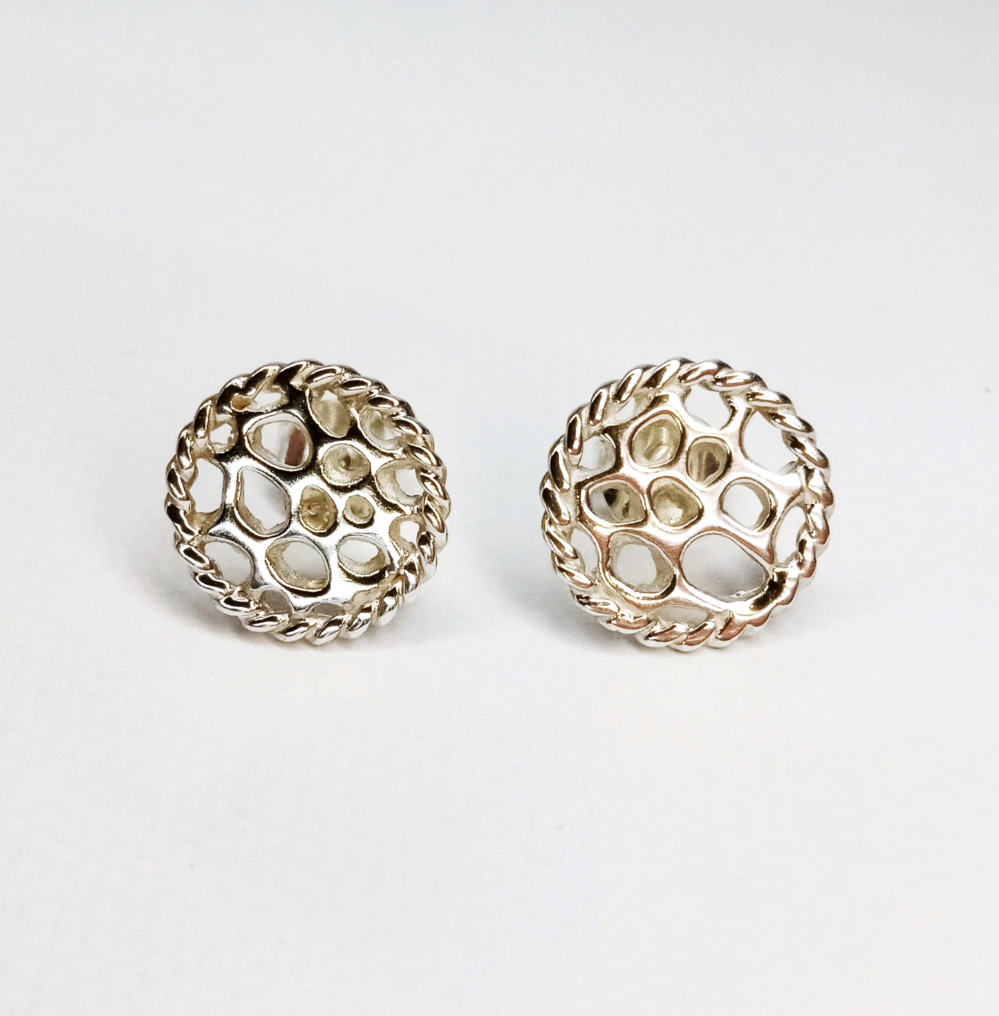Labyrinth Coral Twister Silver Stud Earrings