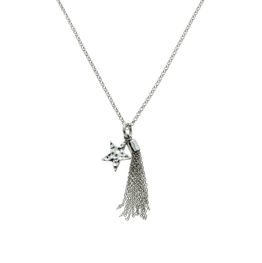 Shooting Star Silver Tassel Necklace