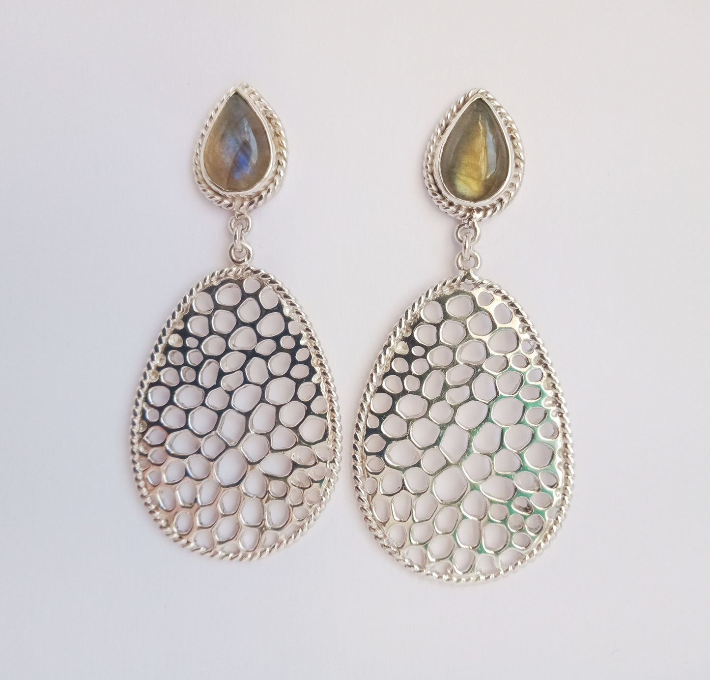 Labyrinth Labradorite Drops in Sterling Silver 925