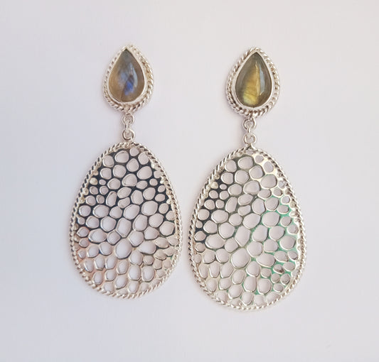 Labyrinth Labradorite Drops in Sterling Silver 925