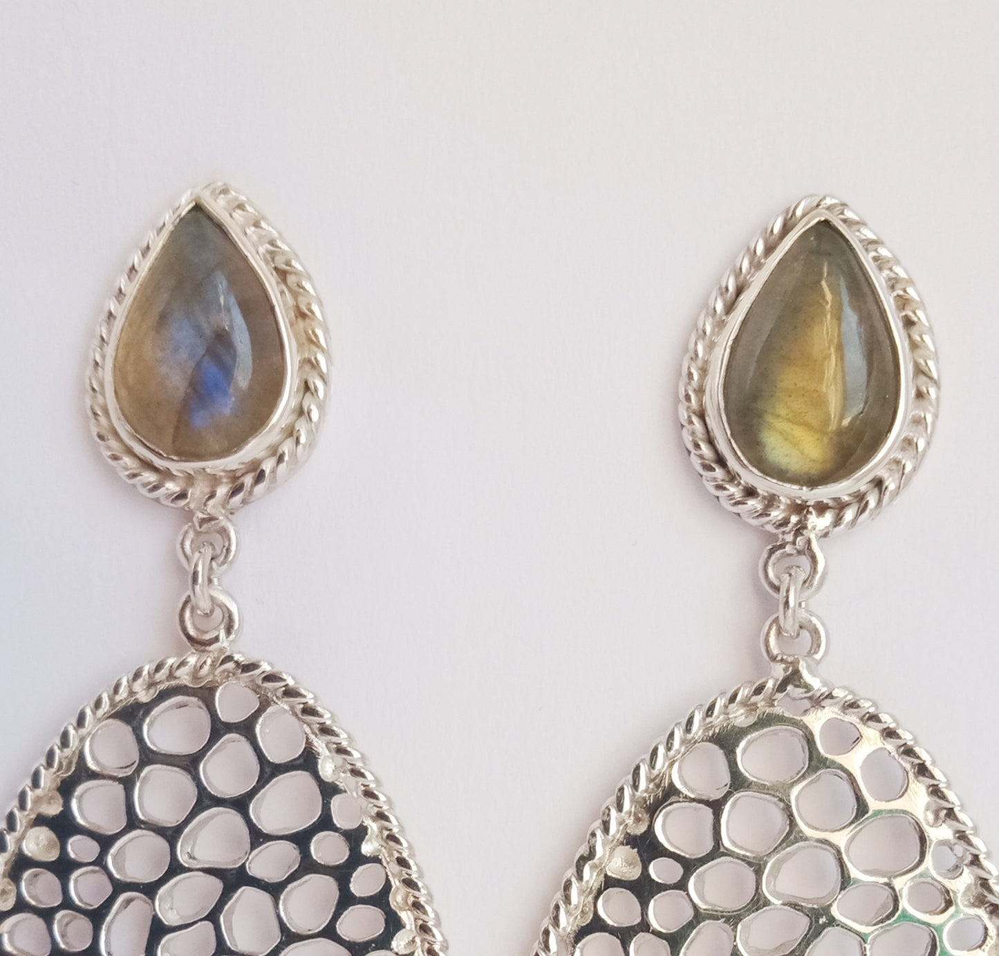 Labyrinth Labradorite Drops in Sterling Silver 925