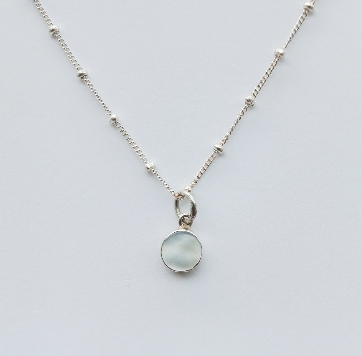 Bobble Chain Necklace with Mini Mother of Pearl Charm