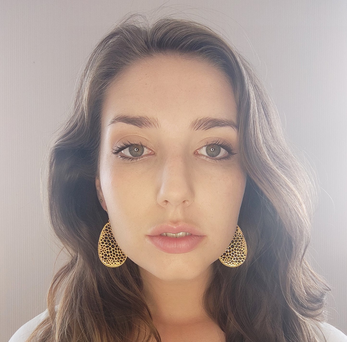 Labyrinth Gold Long Dangle Hook Earrings