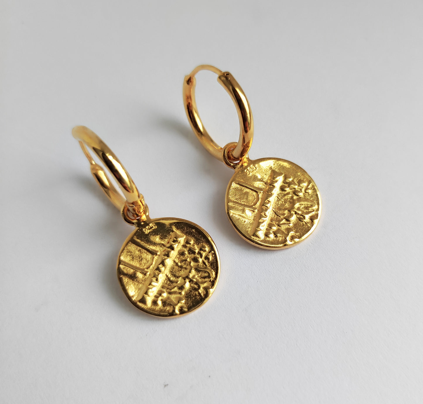 Gold Roman Coin Hoop Earrings