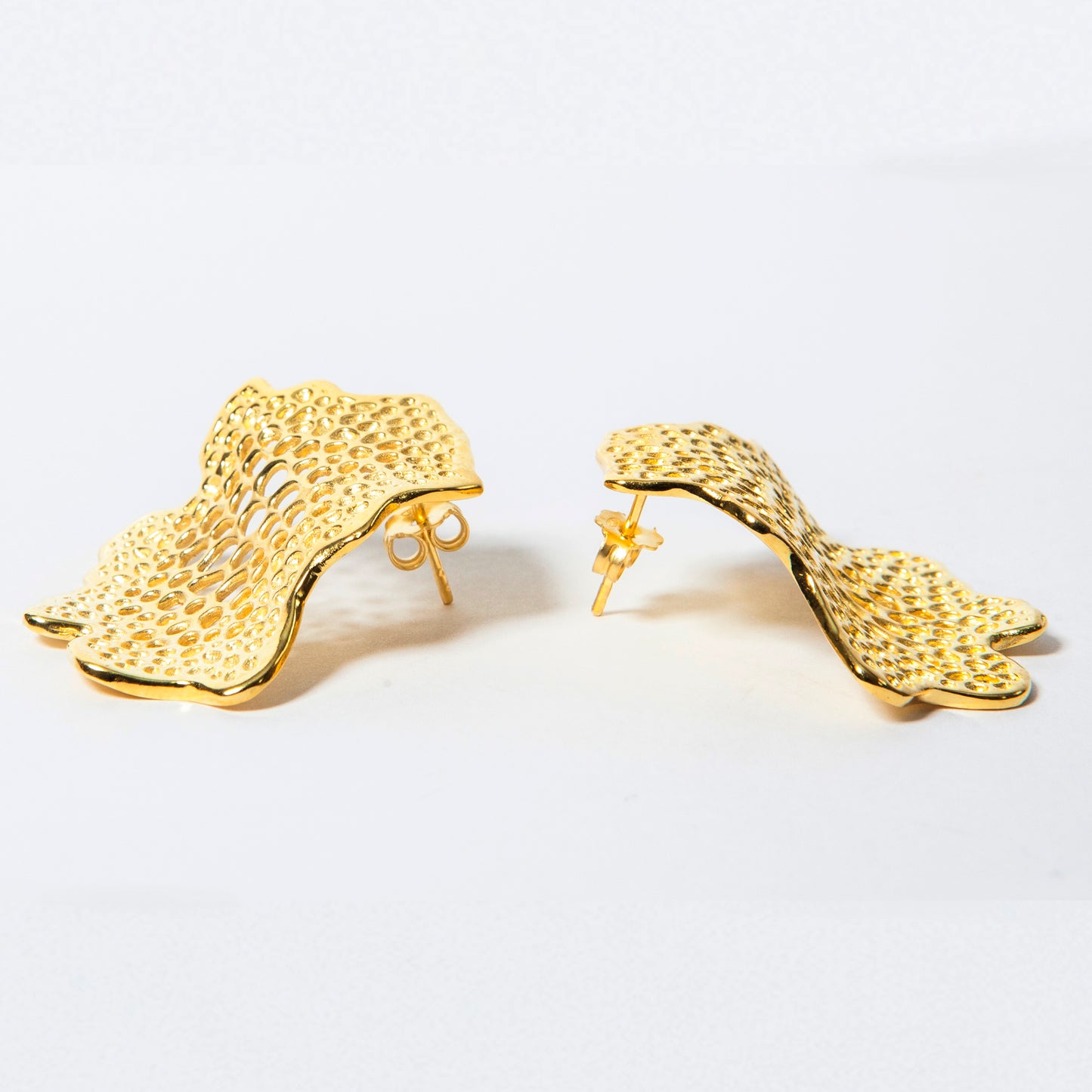Labyrinth Wave Gold Statement Earrings