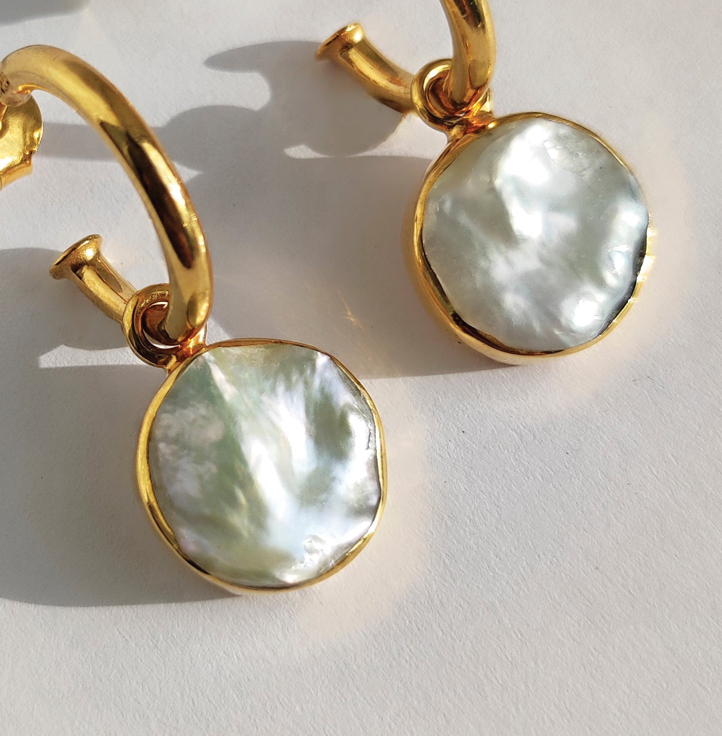 Gold Vermeil Keshi Pearl Hoop Earrings