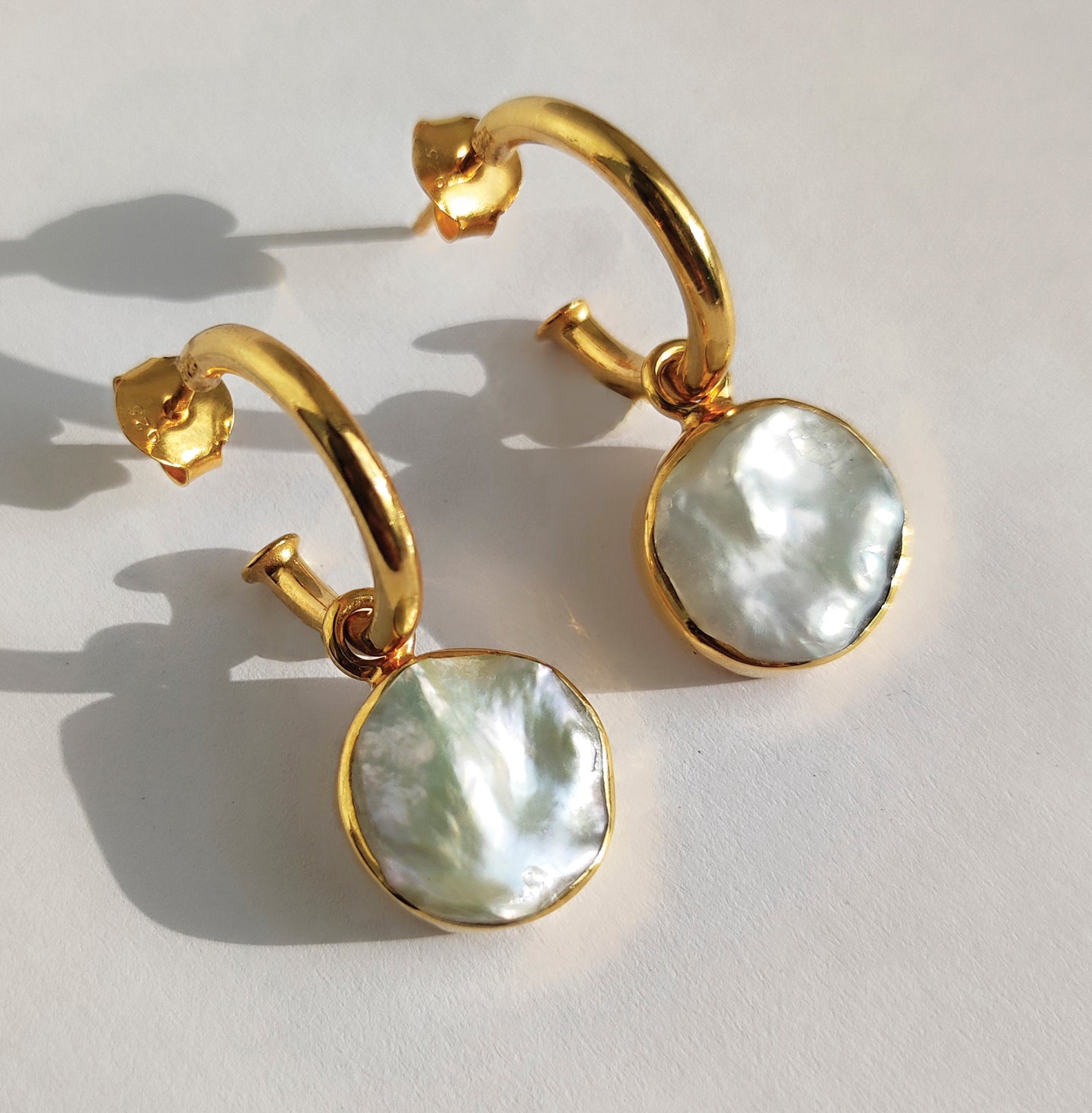 Gold Vermeil Keshi Pearl Hoop Earrings