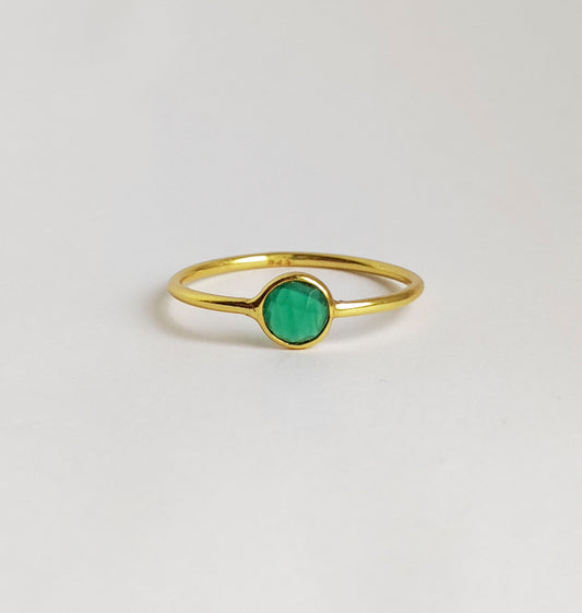 Green Onyx Dainty Gold Engagement Ring
