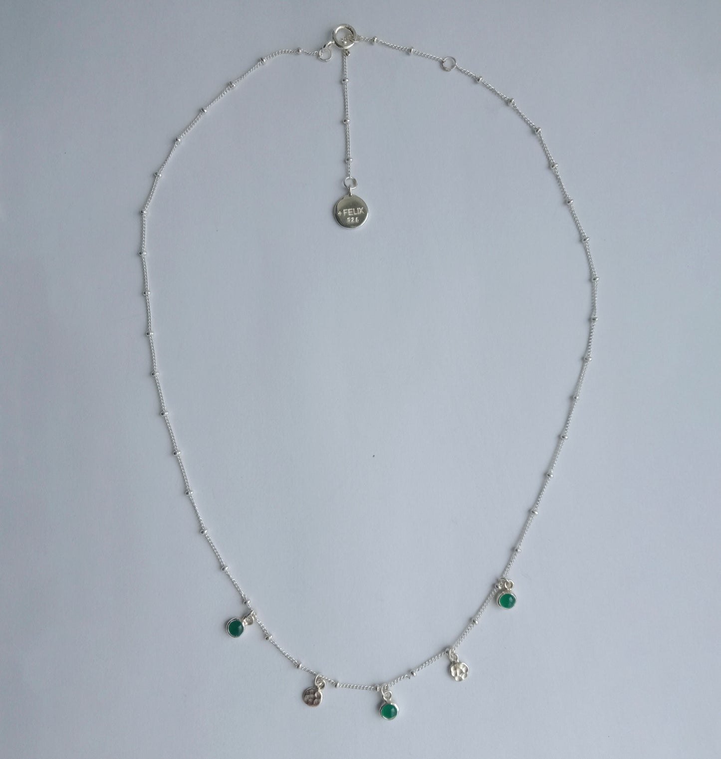 Green Onyx Sterling Silver Dainty Necklace