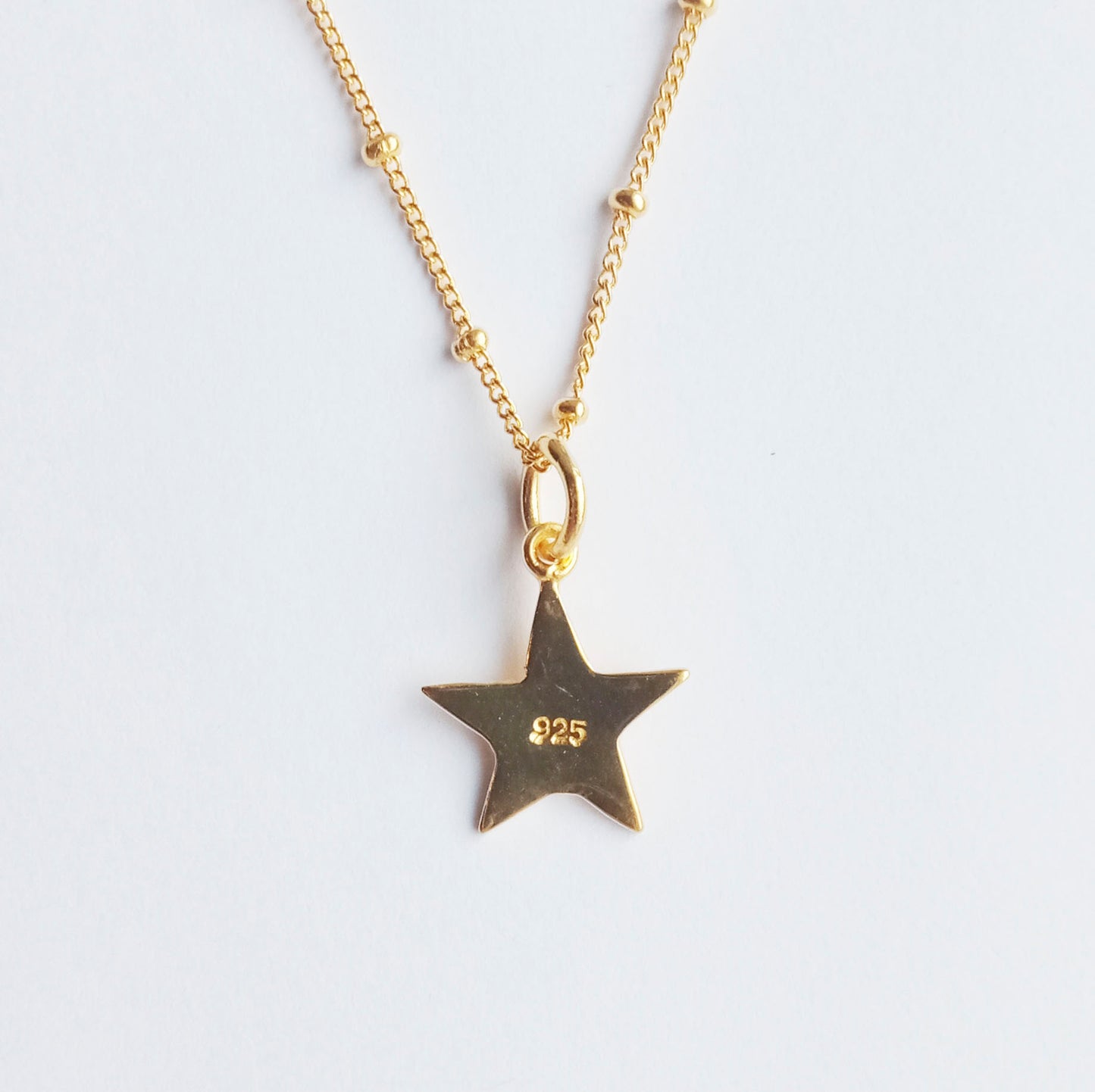 Gold Hammered Star Bobble Chain Necklace