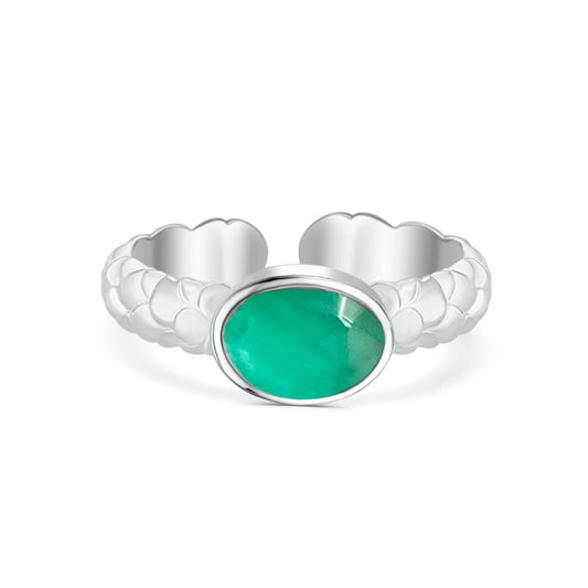 Siren Silver Stacking Ring with Green Apatite Gemstone