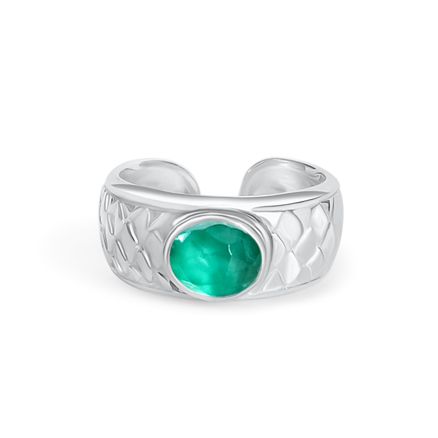 Siren Silver Chunky Green Apatite Ring