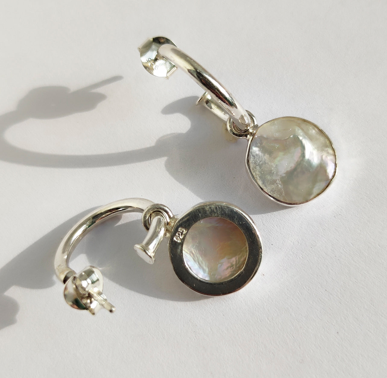 Silver Pearl Hoop Earrings