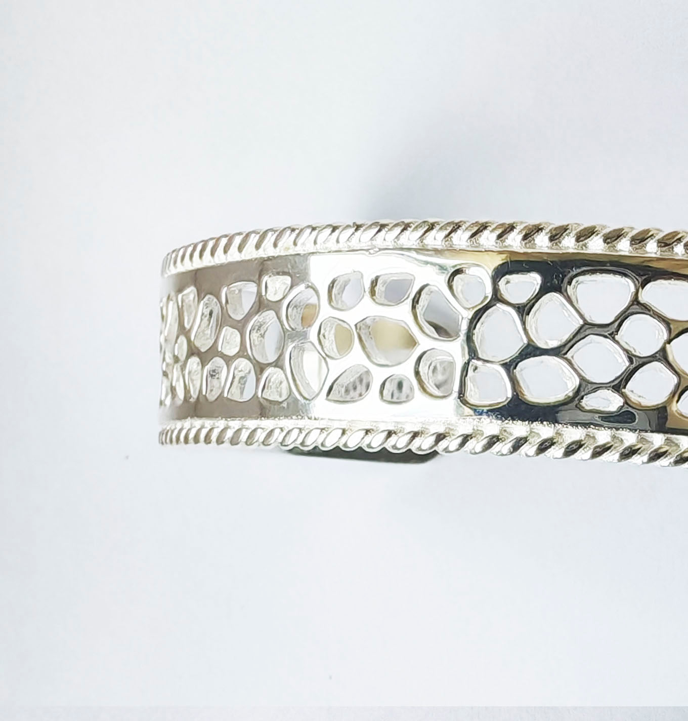 Labyrinth Coral Silver Cuff Bracelet