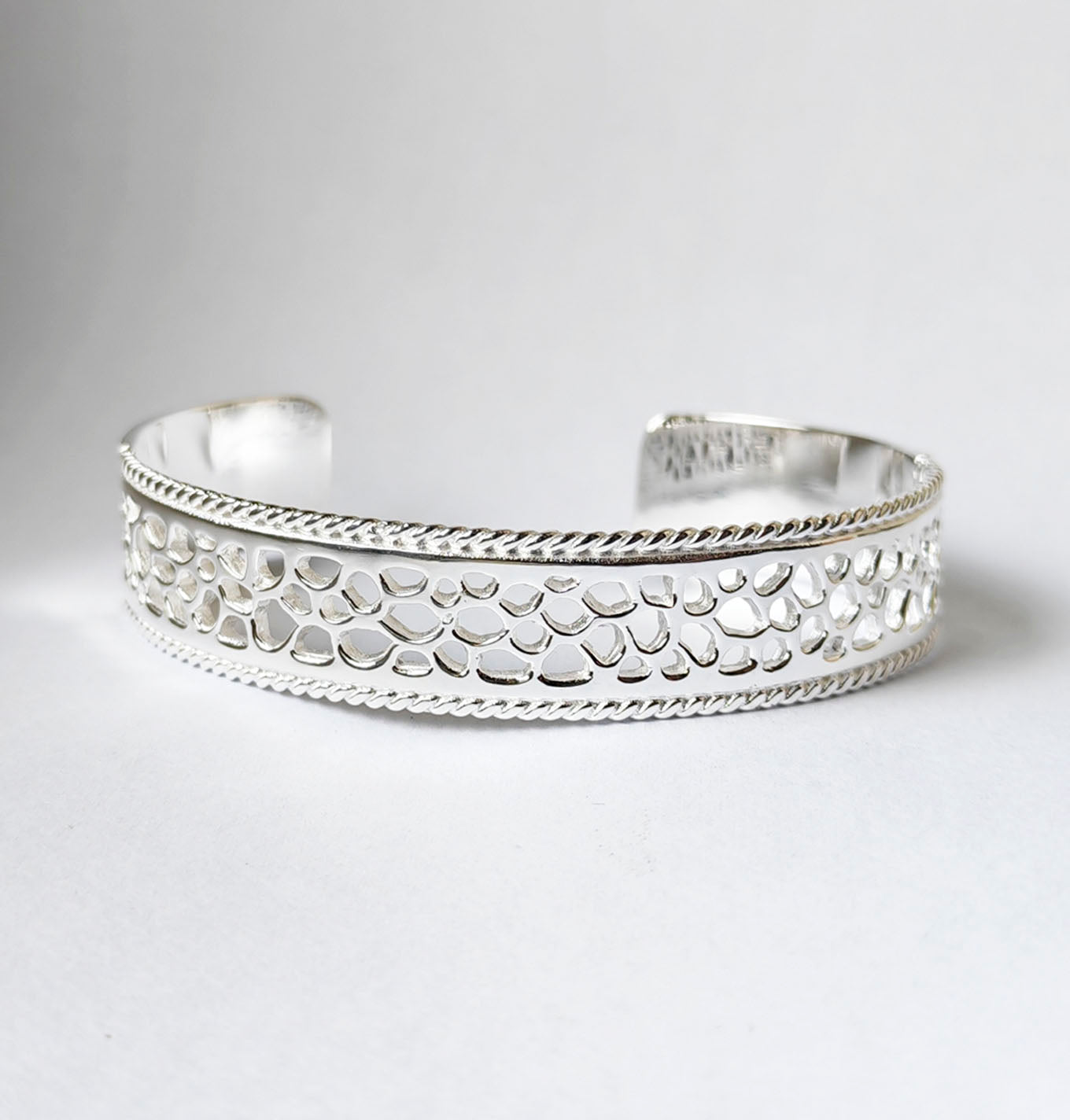 Labyrinth Coral Silver Cuff Bracelet