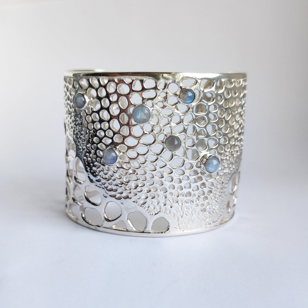 Sterling Silver 925 Moonstone Bracelet Cuff