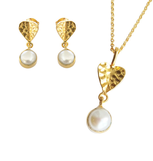 Origami Heart and Pearl Jewellery Set