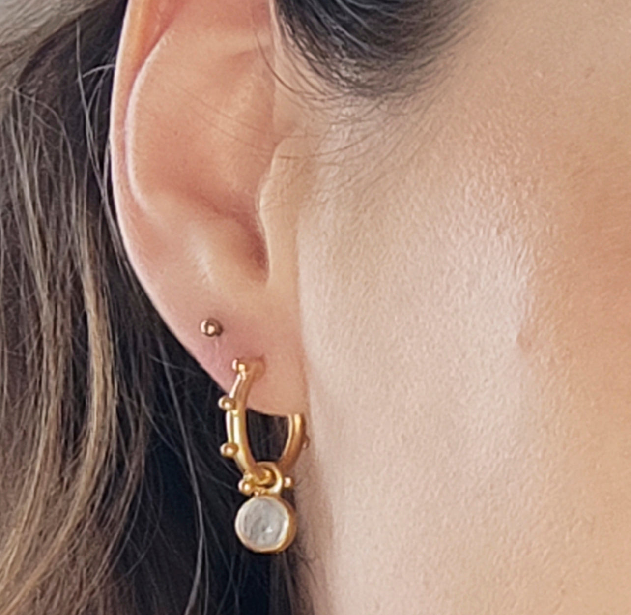 Jupiter Moonstone Gold Mini Hoop Earrings
