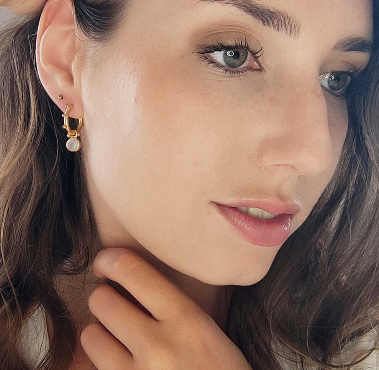 Jupiter Moonstone Gold Mini Hoop Earrings