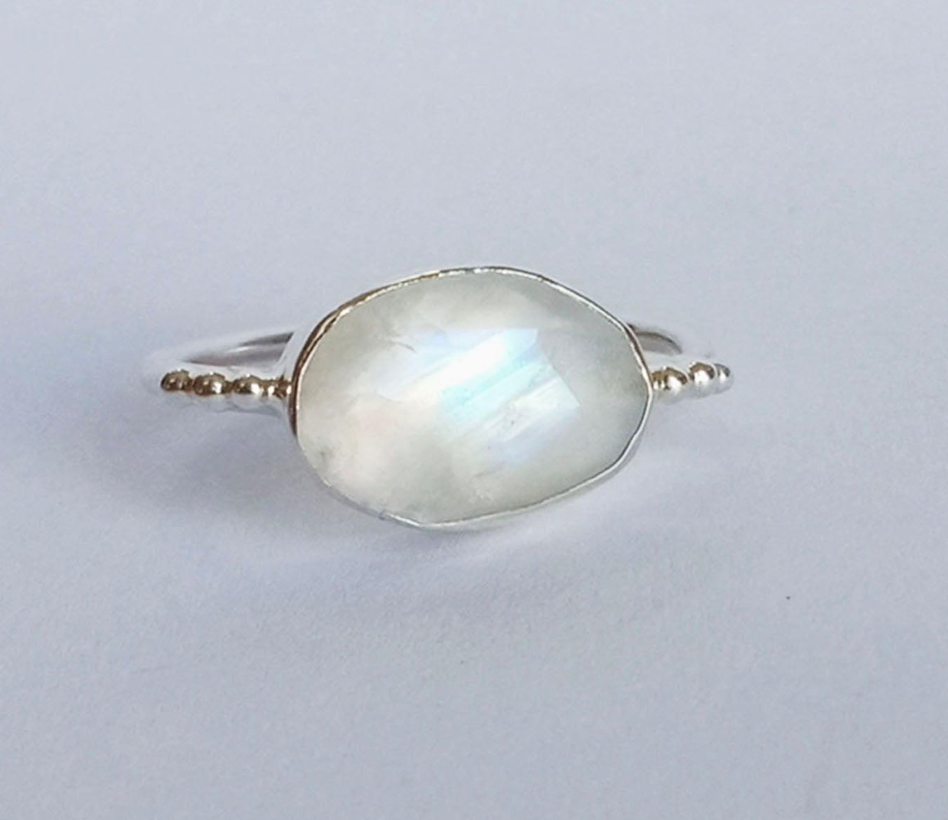 Rainbow Moonstone Sterling Silver Ring