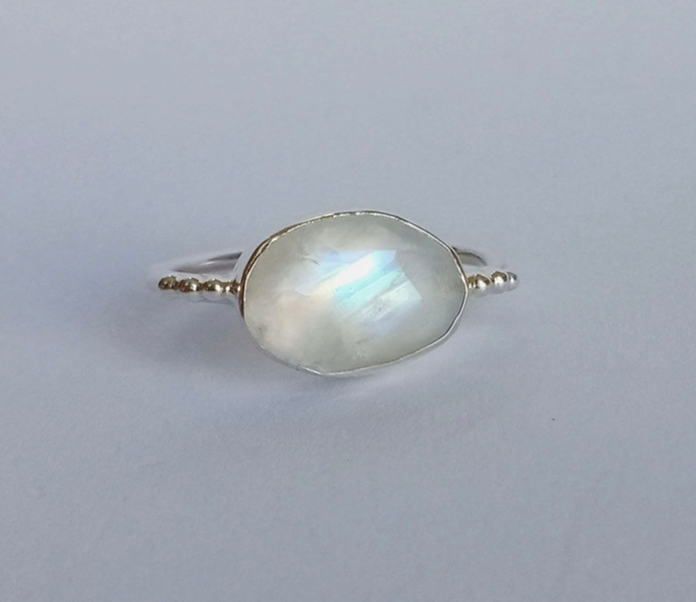 Rainbow Moonstone Sterling Silver Ring