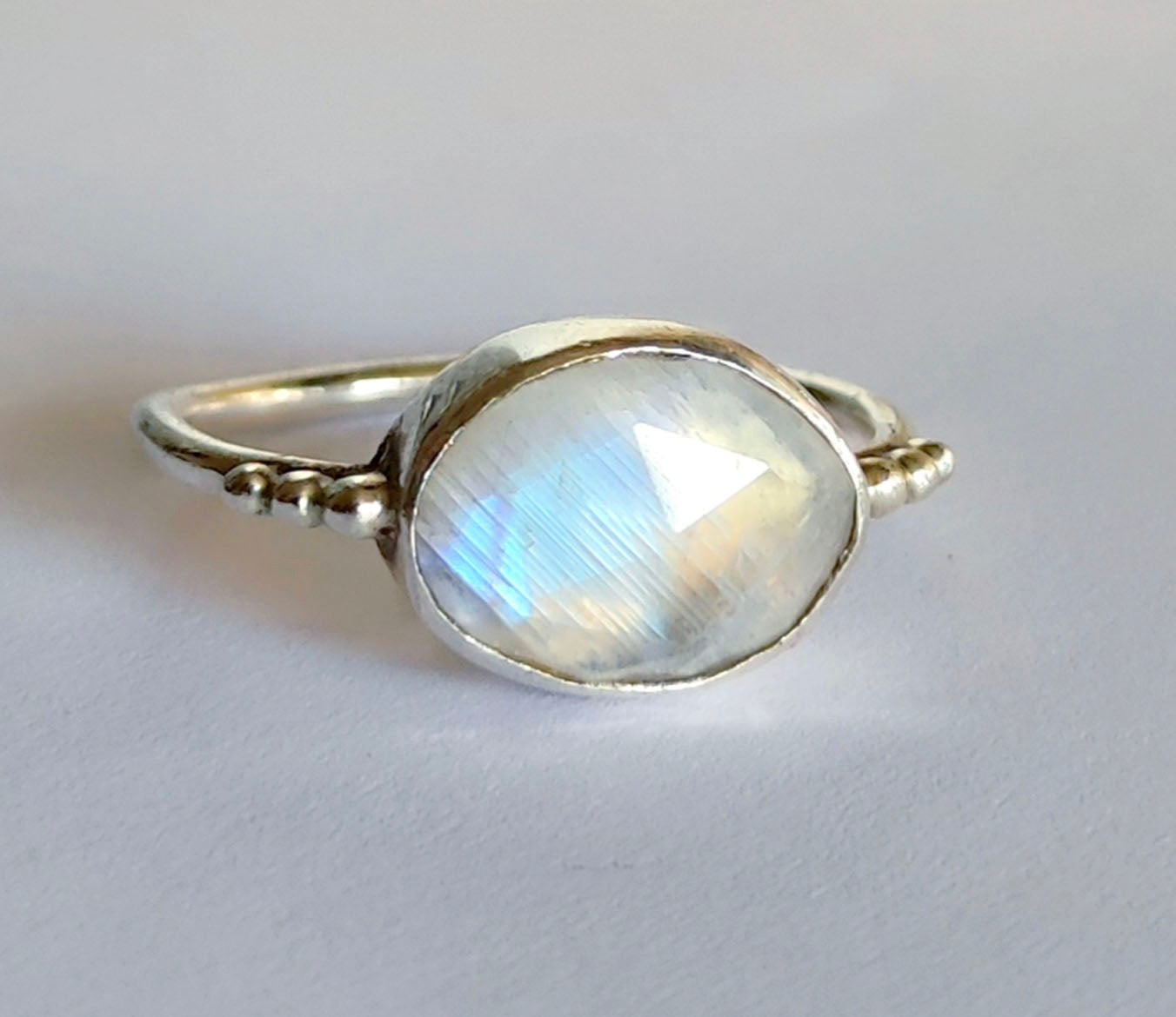 Rainbow Moonstone Sterling Silver Ring
