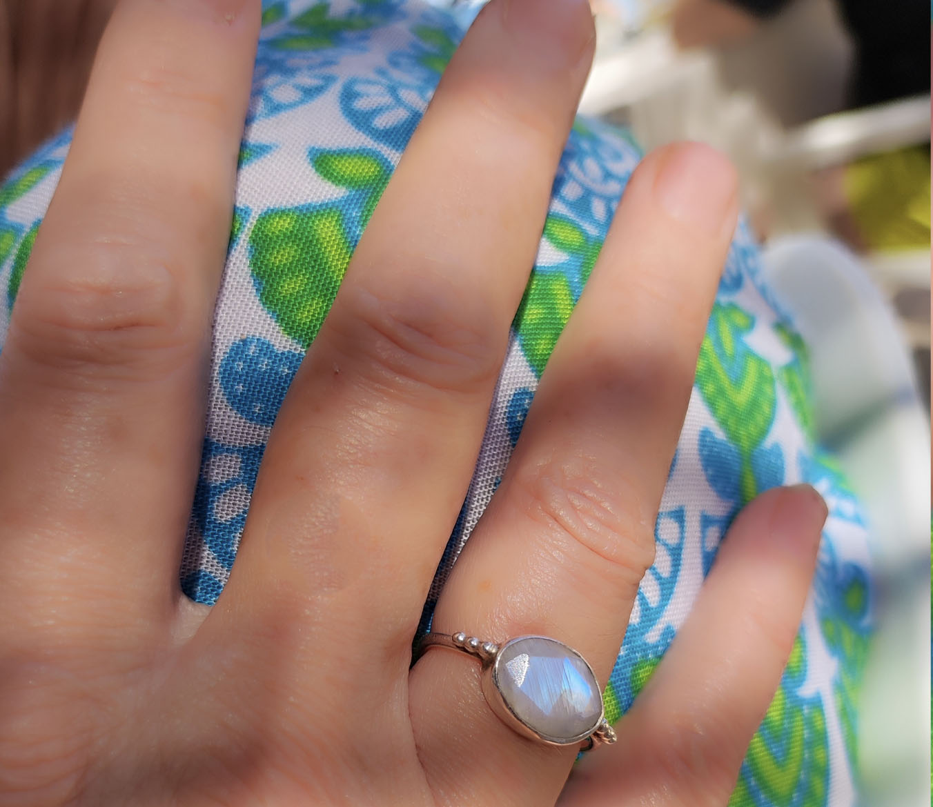 Rainbow Moonstone Sterling Silver Ring