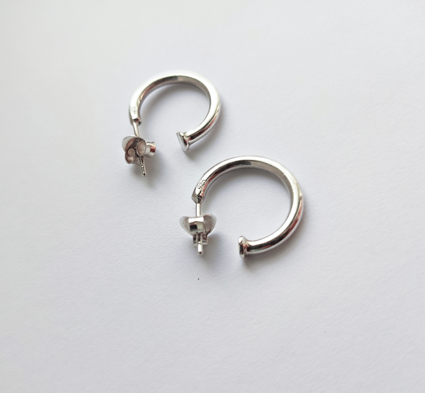 Plain Sterling Silver Stopper Hoops with Butterflies