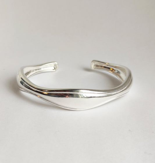 Mens Silver Minimalist Bangle Bracelet