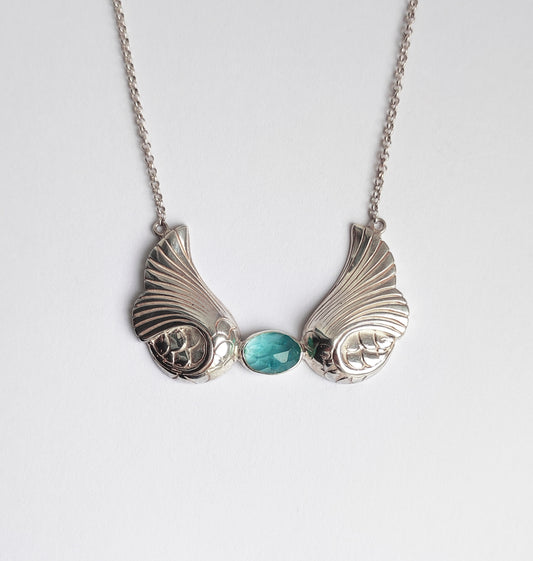 Sea Glass Mermaid Tail Sterling Silver Necklace