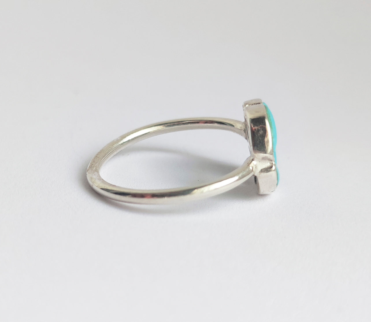 Turquoise Dainty Sterling Silver Flower Ring