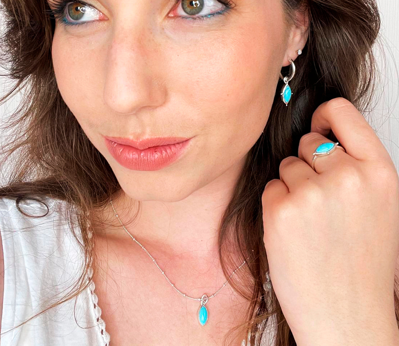 Turquoise Sterling Silver Hoop Earrings