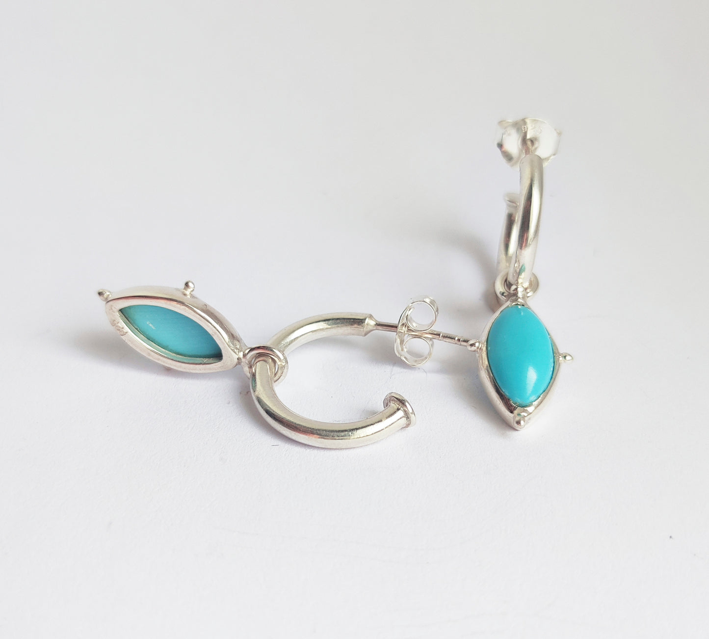 Turquoise Sterling Silver Hoop Earrings