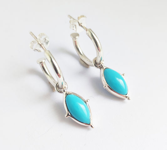 Turquoise Sterling Silver Hoop Earrings