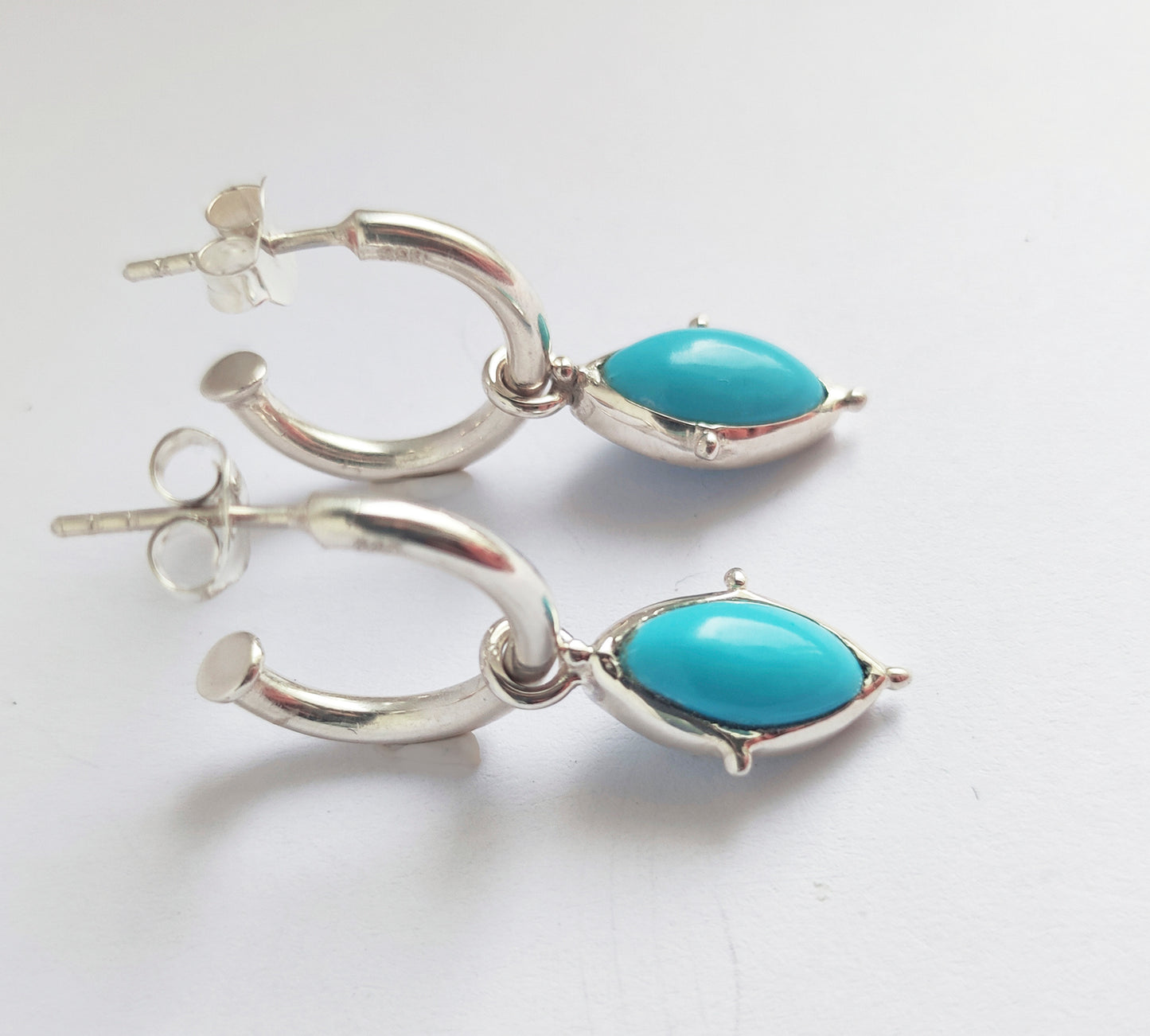 Turquoise Sterling Silver Hoop Earrings
