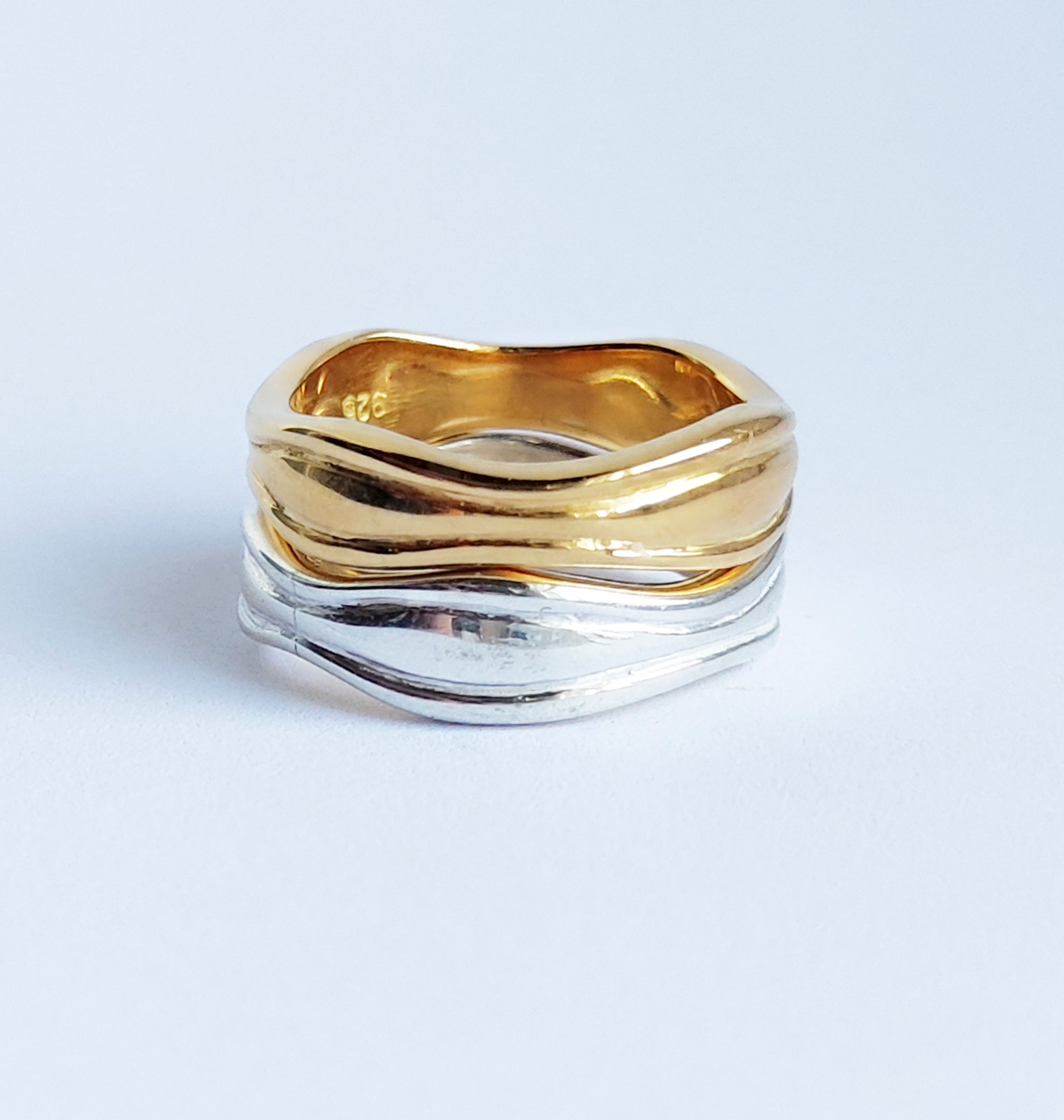 Stacking Silver & Gold Wave Rings | Franki & Felix Jewellery