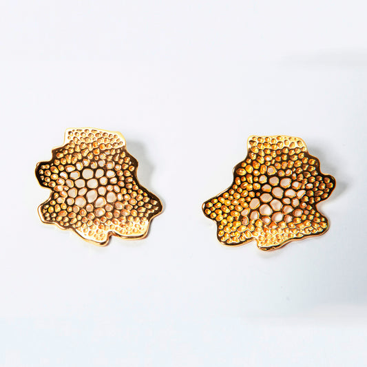 Labyrinth Wave Gold Statement Earrings