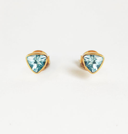 Blue Topaz Gold Stud Earrings