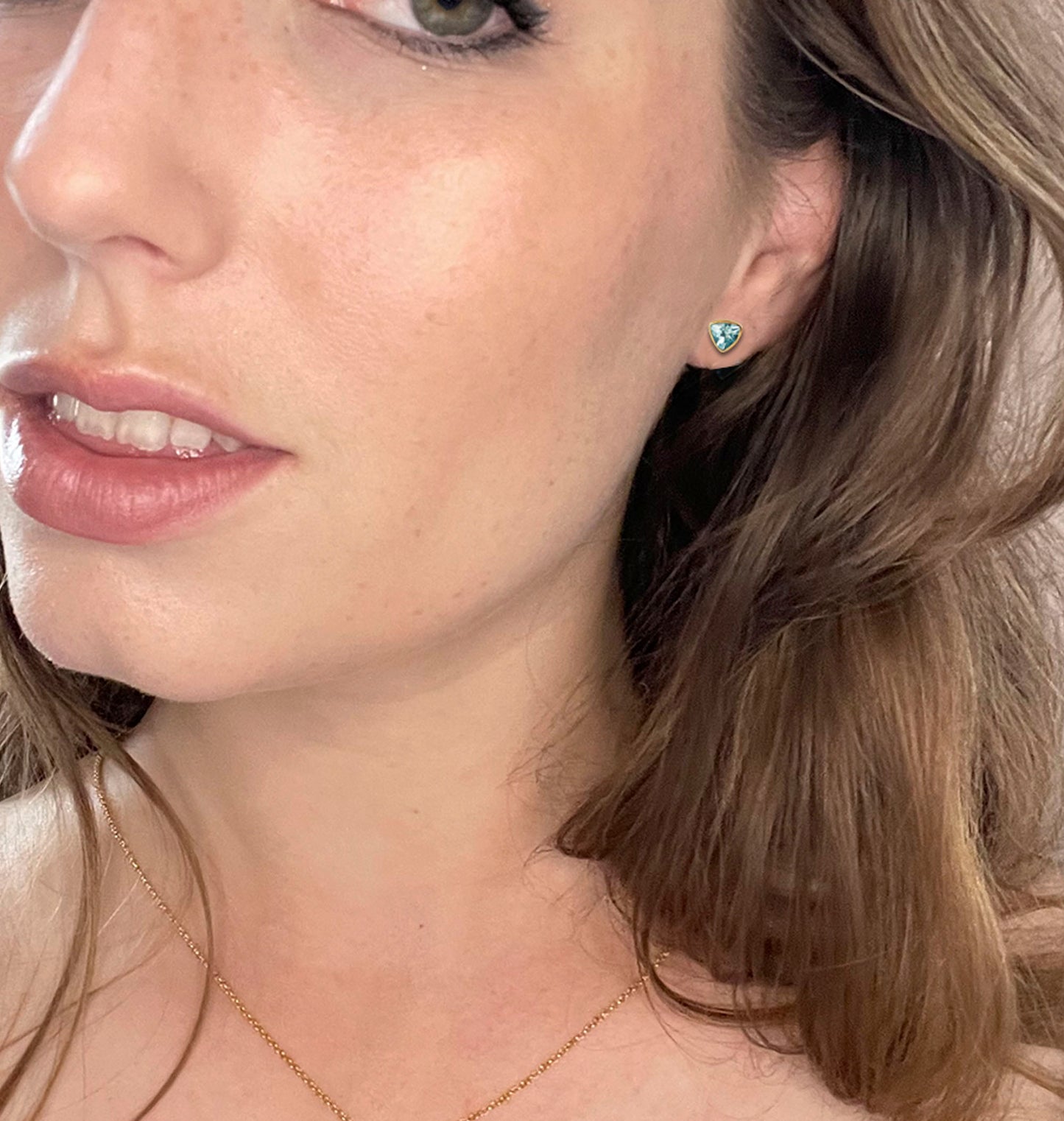 Blue Topaz Gold Stud Earrings