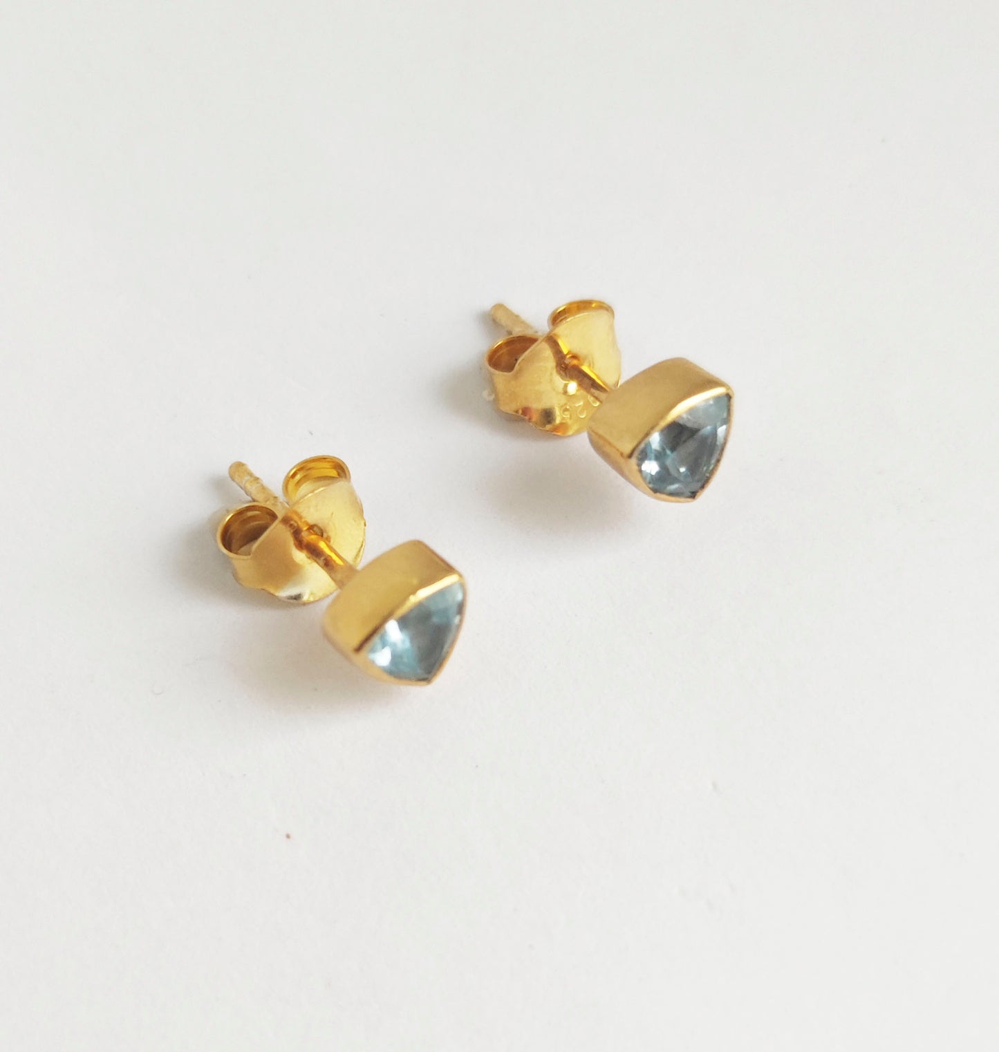 Blue Topaz Gold Stud Earrings