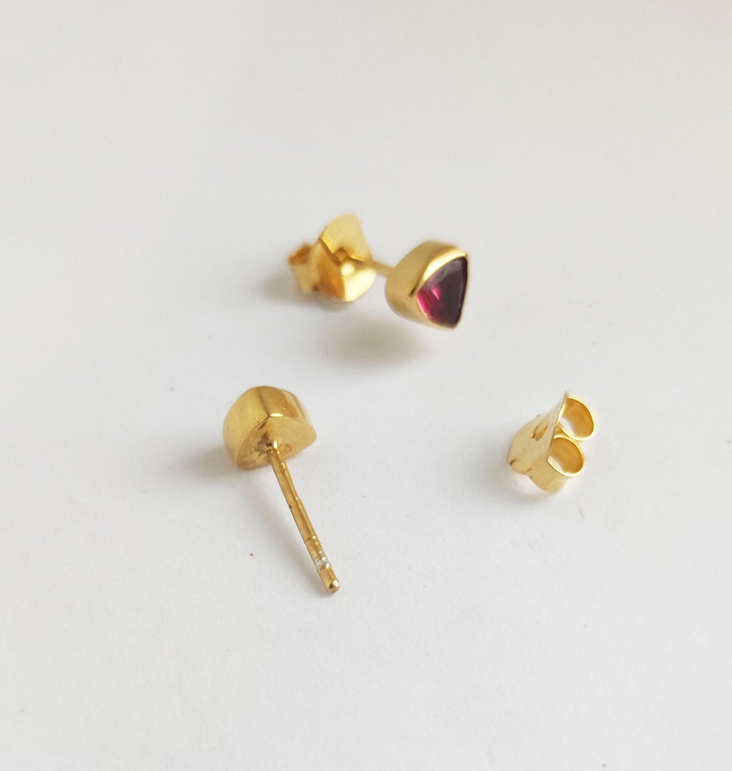 Pink Tourmaline Gold Stud Earrings