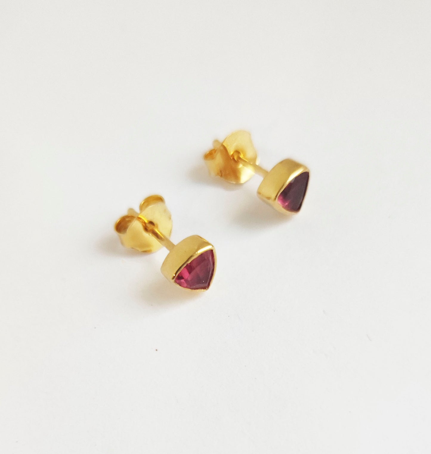 Pink Tourmaline Gold Stud Earrings