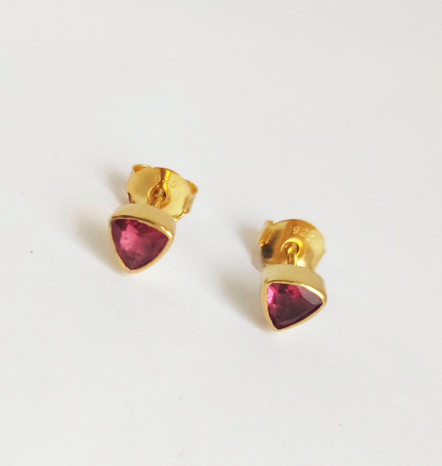 Pink Tourmaline Gold Stud Earrings