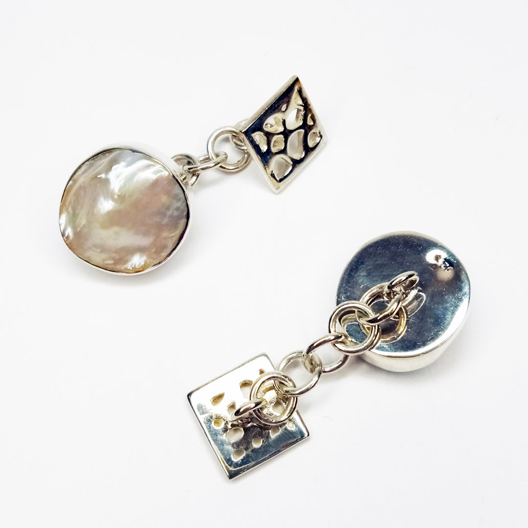 Sterling Silver Cufflinks with Baroque Pearls