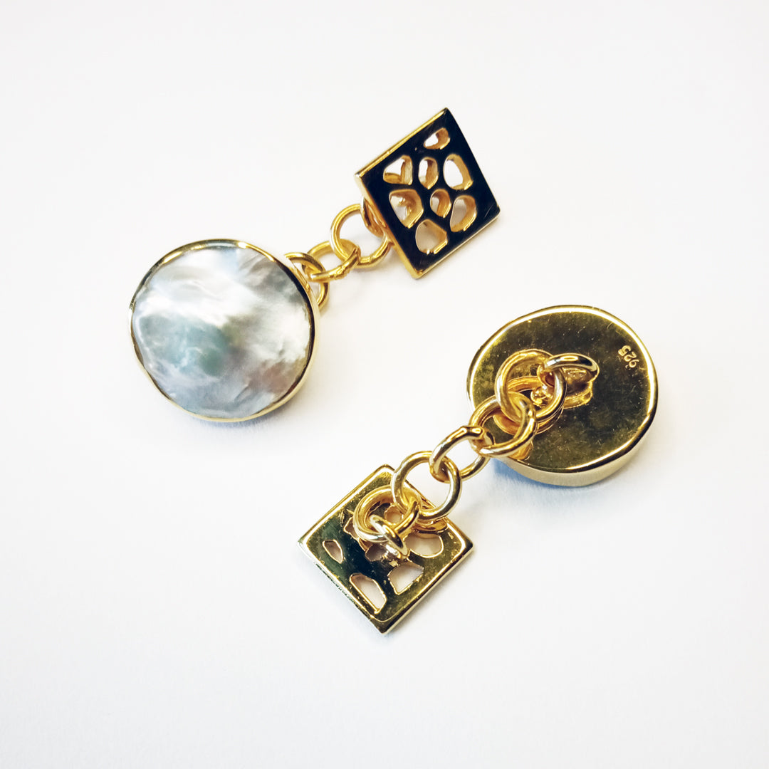 Gold Cufflinks with Baroque Pearls