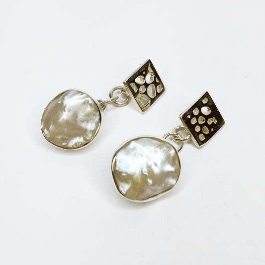 Sterling Silver Cufflinks with Baroque Pearls