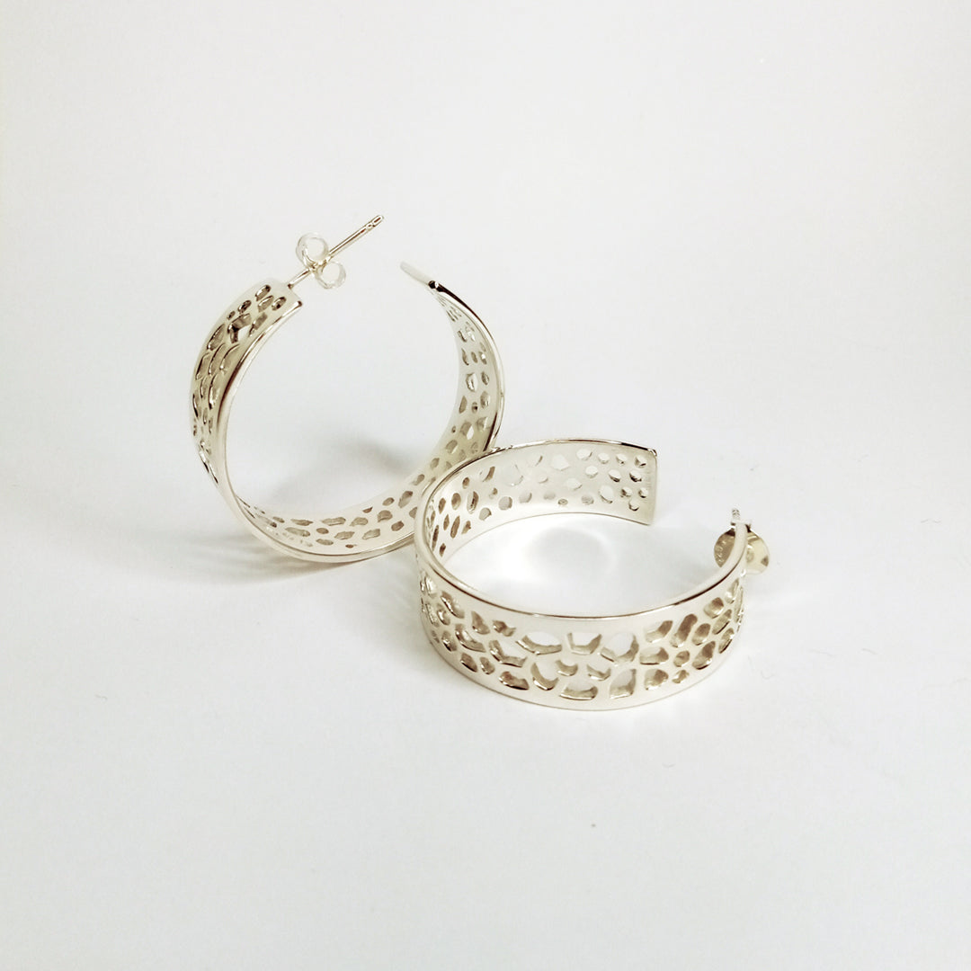 Labyrinth Wide Sterling Silver Hoops