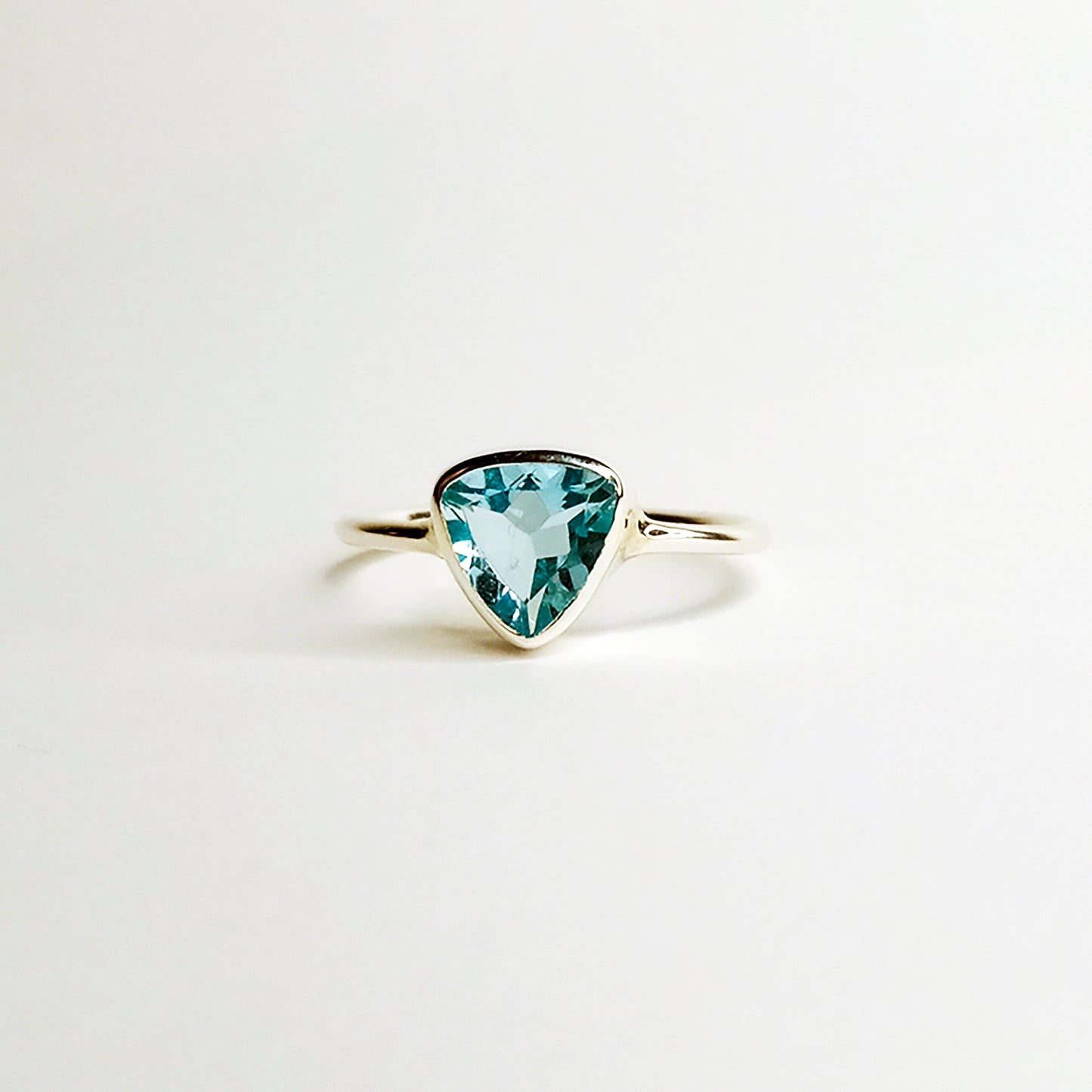 Light Blue Topaz Silver Triangle Promise Ring