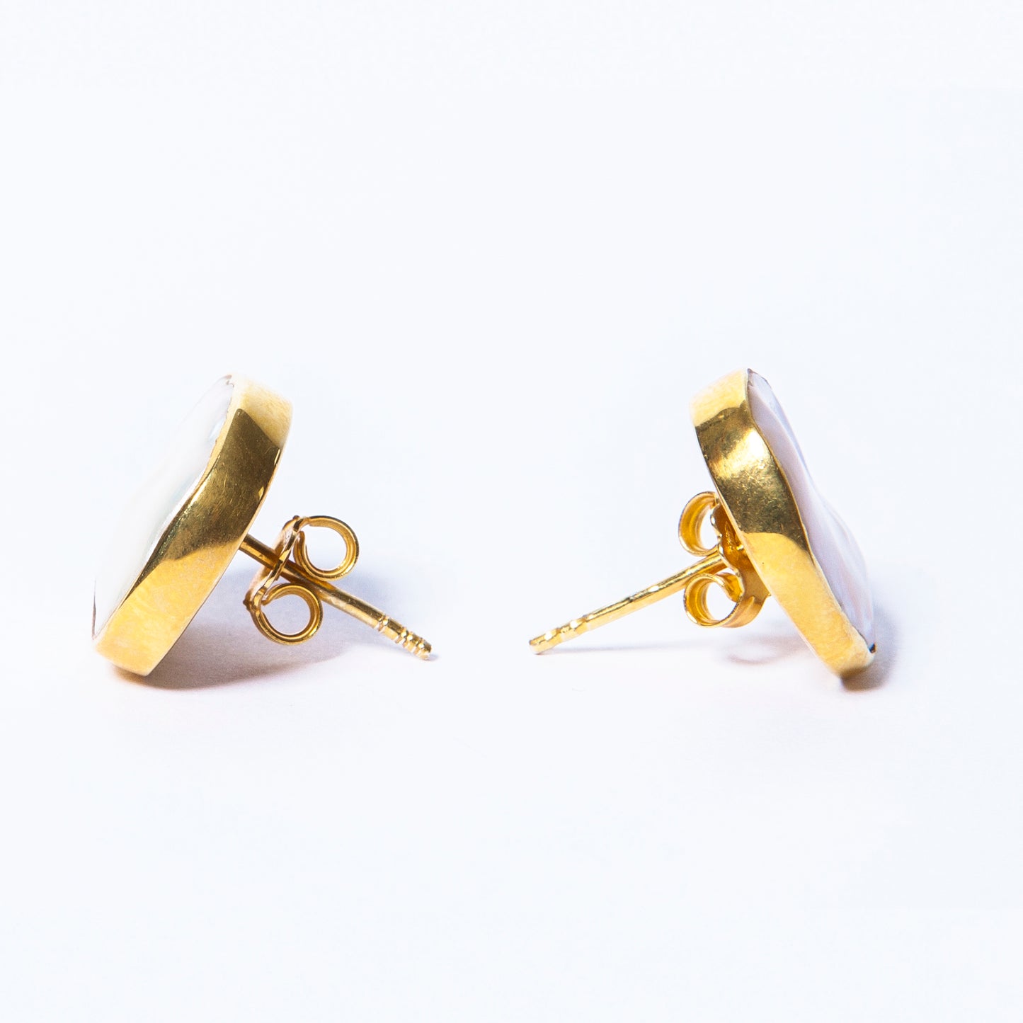 Natural Keishi Pearl Stud Earrings in Silver 925 with 18kt Gold Plate