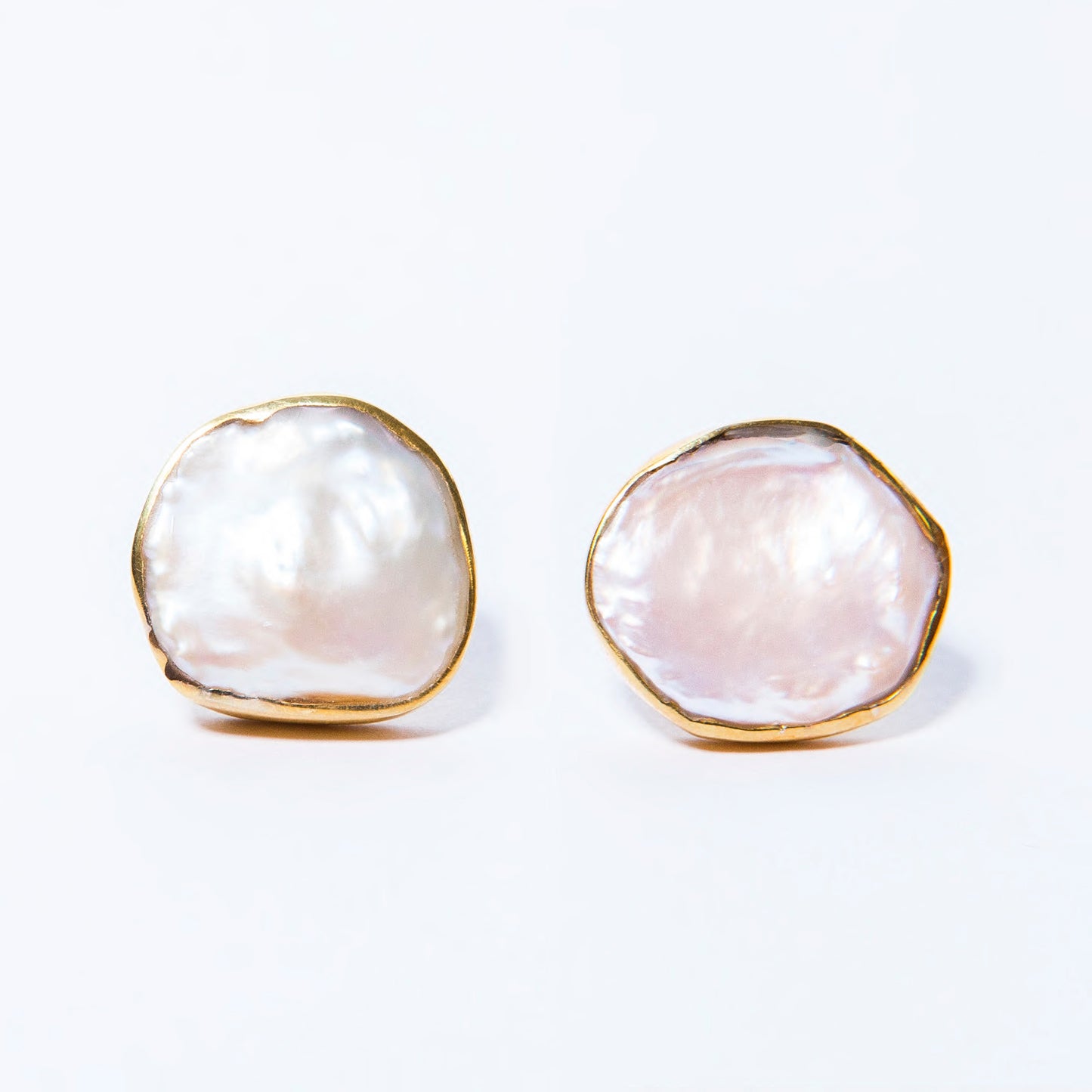 Keshi Pearl Gold Stud Earrings